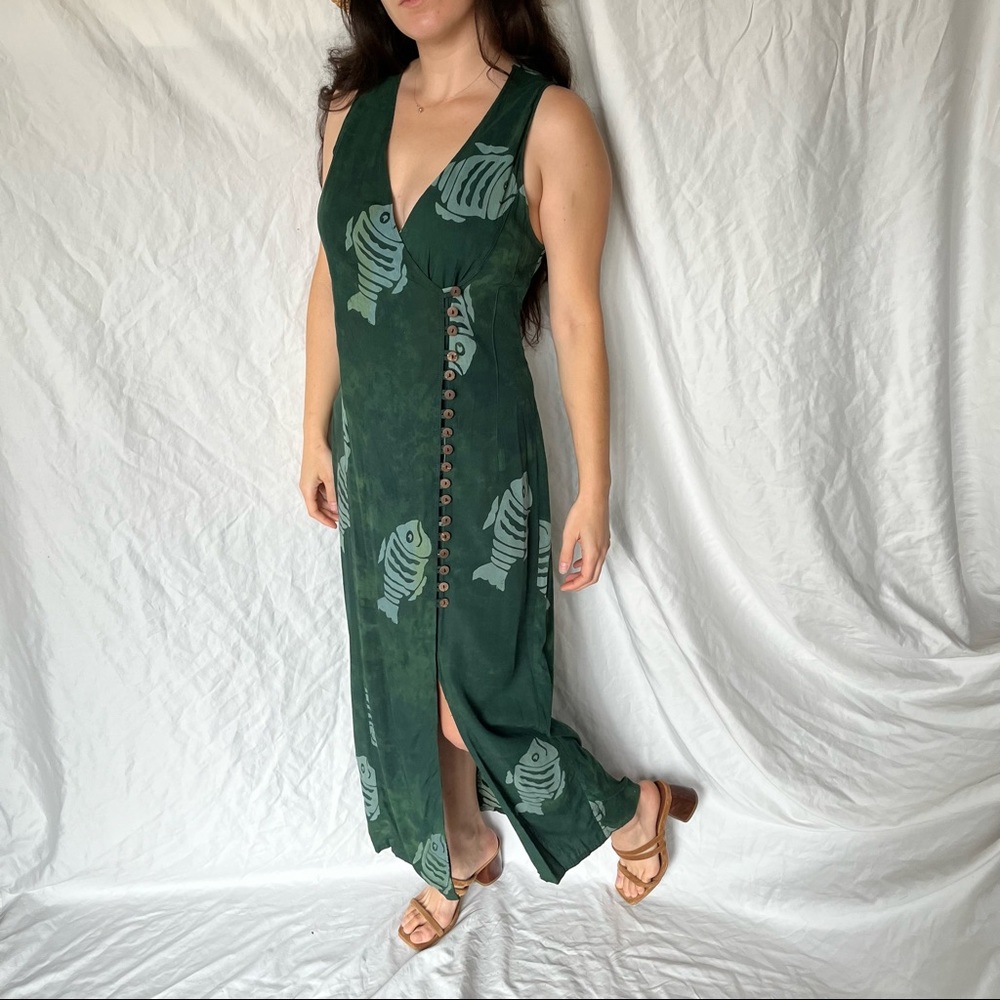 SOLD forest green fish dress